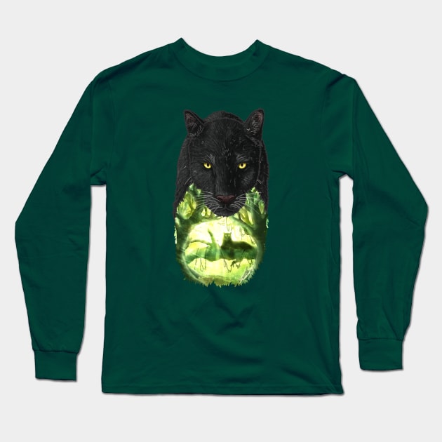 Jungle Cat Long Sleeve T-Shirt by DVerissimo